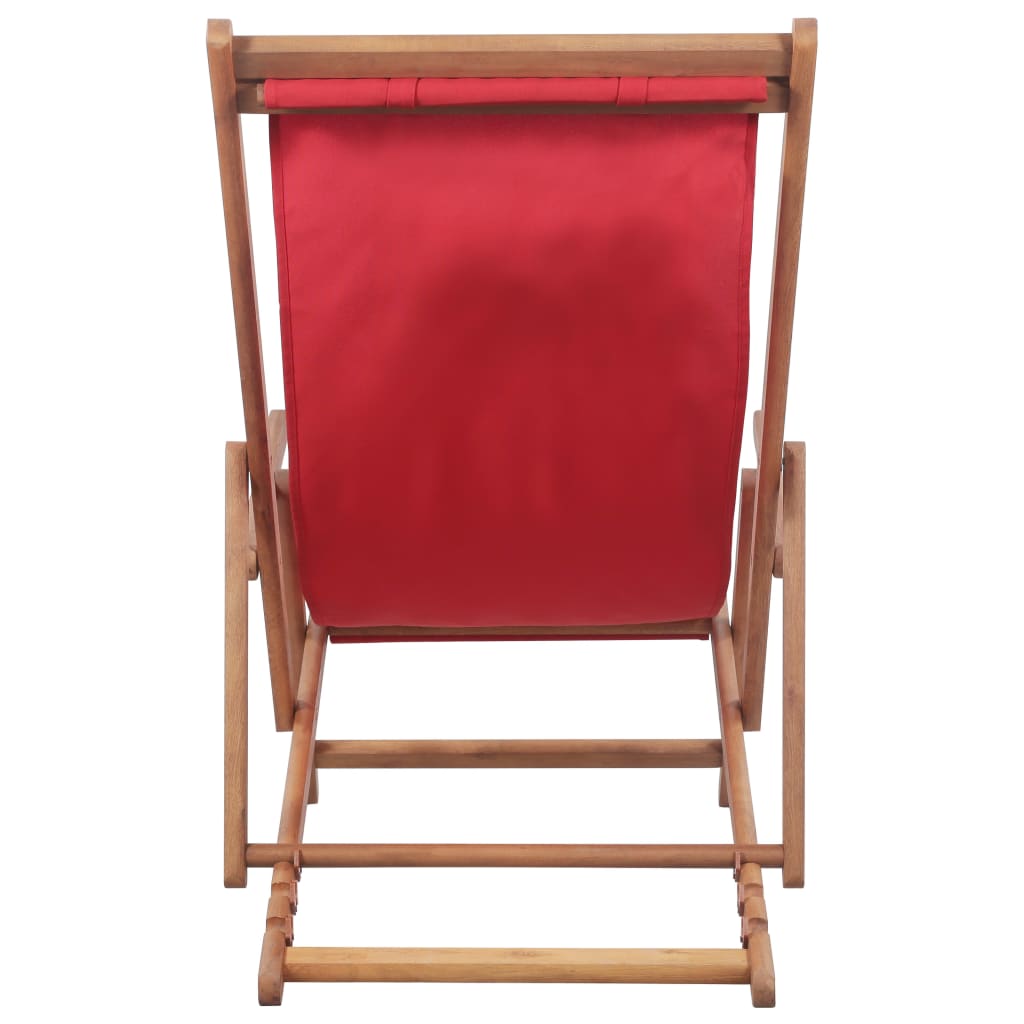 vidaXL Scaun de plajă pliabil, roșu, textil și cadru din lemn vidaXL Scaun de plajă pliabil, roșu, textil și cadru din lemn