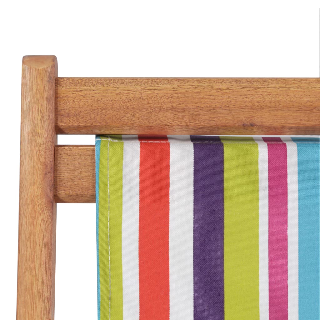 vidaXL Scaun de plajă pliabil, multicolor, textil și cadru din lemn vidaXL Scaun de plajă pliabil, multicolor, textil și cadru din lemn