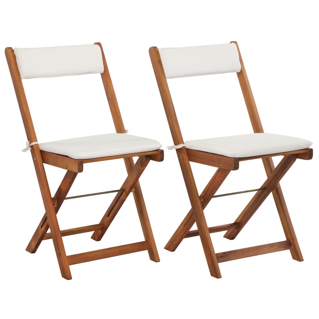 vidaXL Set bistro pliabil cu perne, 3 piese, lemn masiv de acacia vidaXL Set bistro pliabil cu perne, 3 piese, lemn masiv de acacia