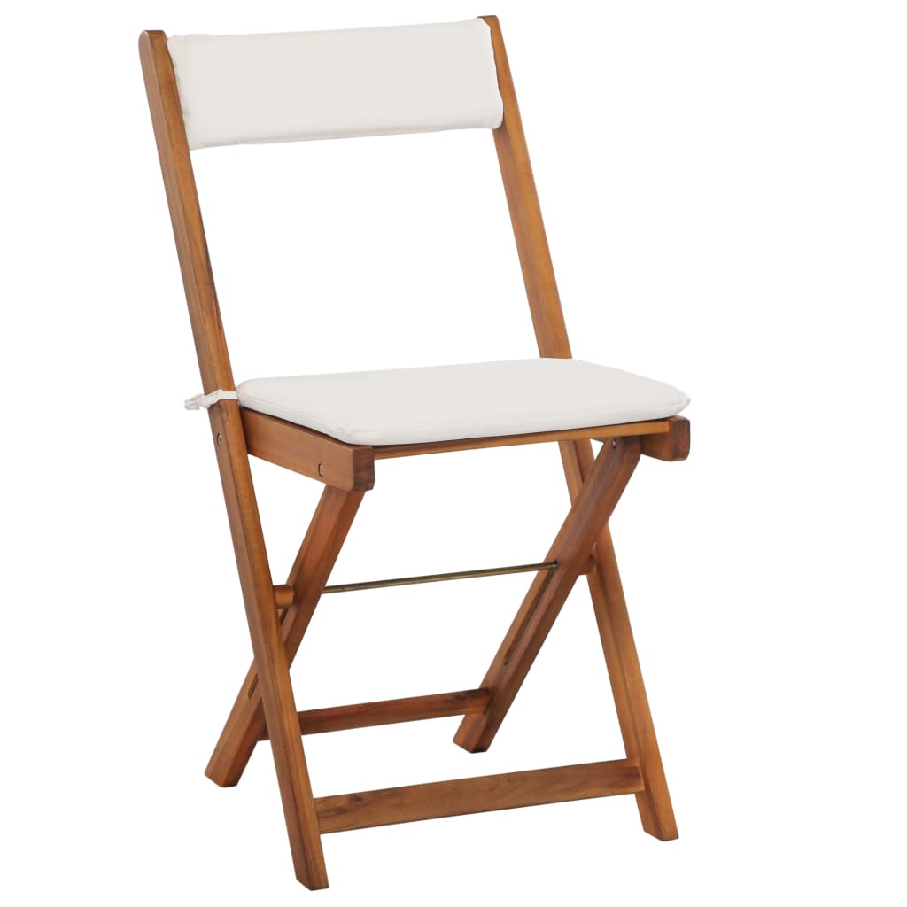 vidaXL Set bistro pliabil cu perne, 3 piese, lemn masiv de acacia vidaXL Set bistro pliabil cu perne, 3 piese, lemn masiv de acacia