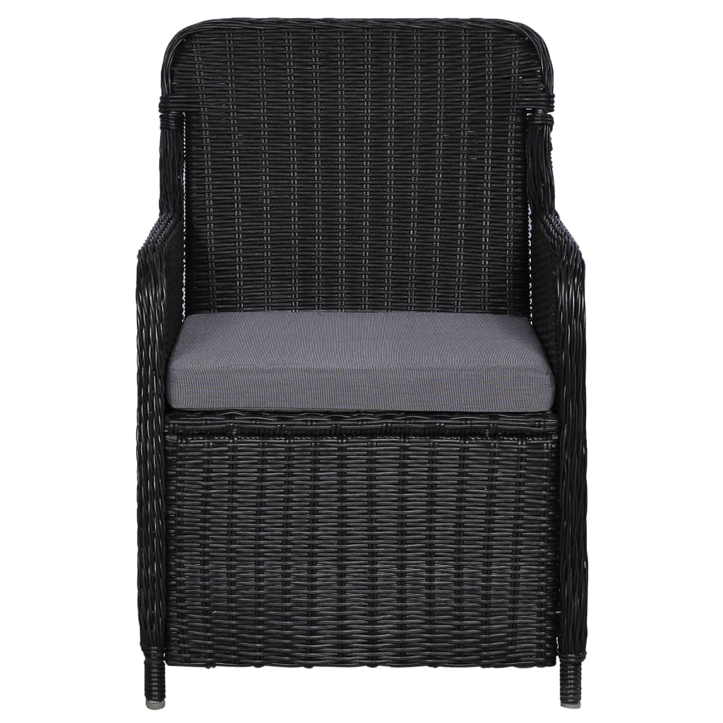vidaXL Fotolii de exterior cu perne, 2 buc., negru, poliratan vidaXL Fotolii de exterior cu perne, 2 buc., negru, poliratan