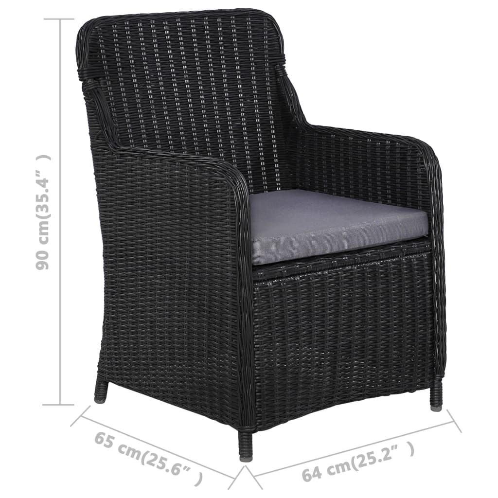 vidaXL Fotolii de exterior cu perne, 2 buc., negru, poliratan vidaXL Fotolii de exterior cu perne, 2 buc., negru, poliratan