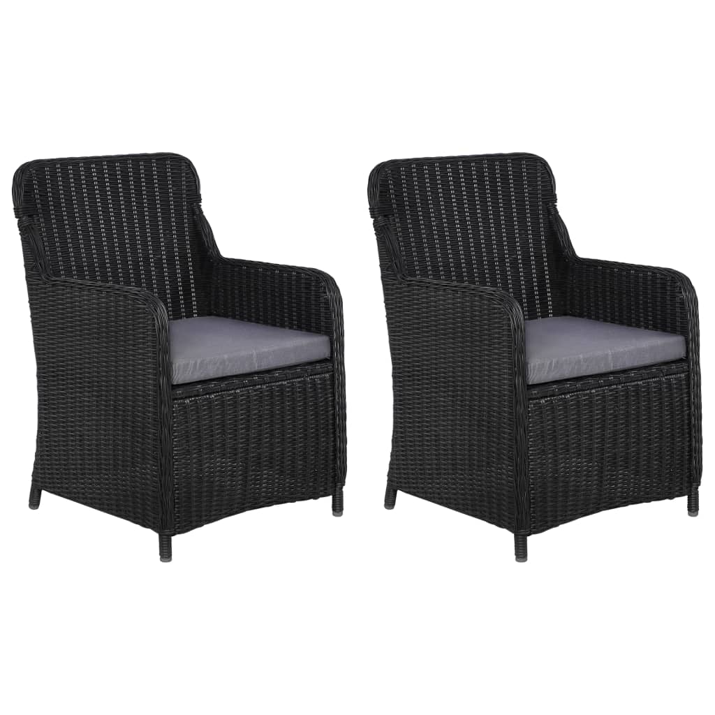 vidaXL Fotolii de exterior cu perne, 2 buc., negru, poliratan vidaXL Fotolii de exterior cu perne, 2 buc., negru, poliratan