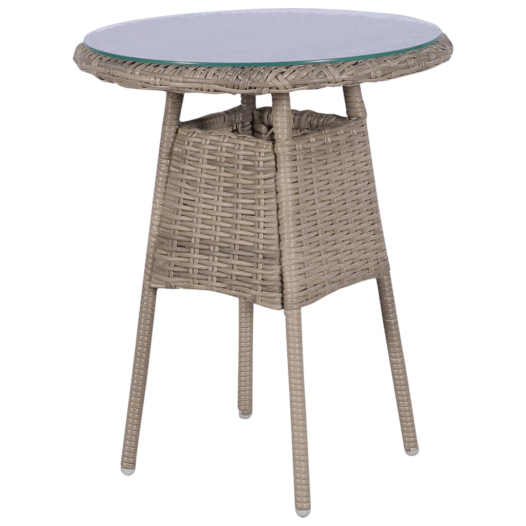 vidaXL Set bistro cu perne, 3 piese, maro, poliratan