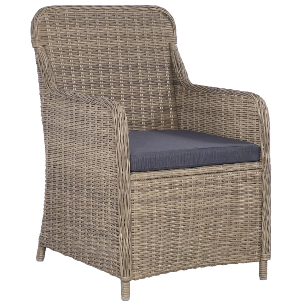 vidaXL Set bistro cu perne, 3 piese, maro, poliratan