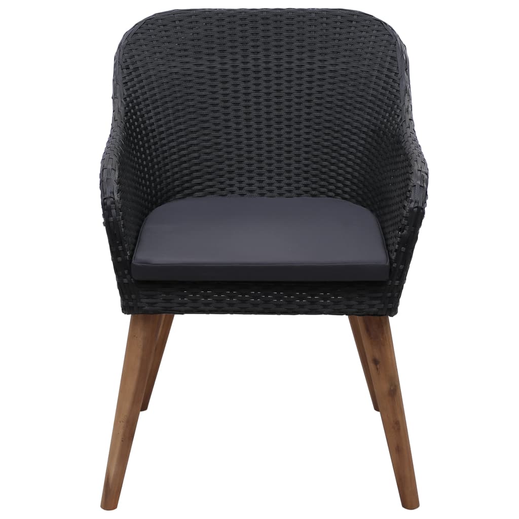 vidaXL Scaune de exterior cu perne, 2 buc., negru, poliratan vidaXL Scaune de exterior cu perne, 2 buc., negru, poliratan