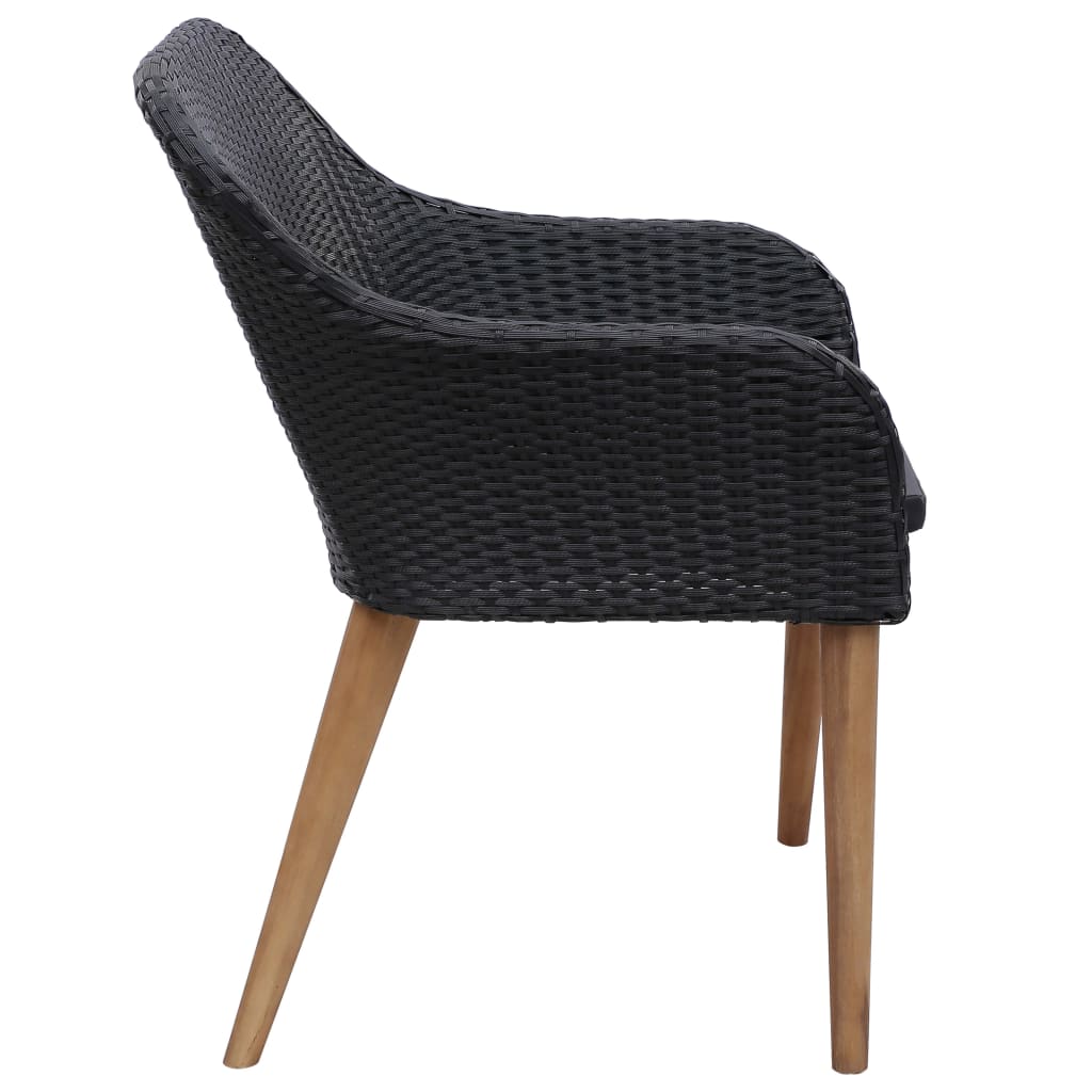 vidaXL Scaune de exterior cu perne, 2 buc., negru, poliratan vidaXL Scaune de exterior cu perne, 2 buc., negru, poliratan