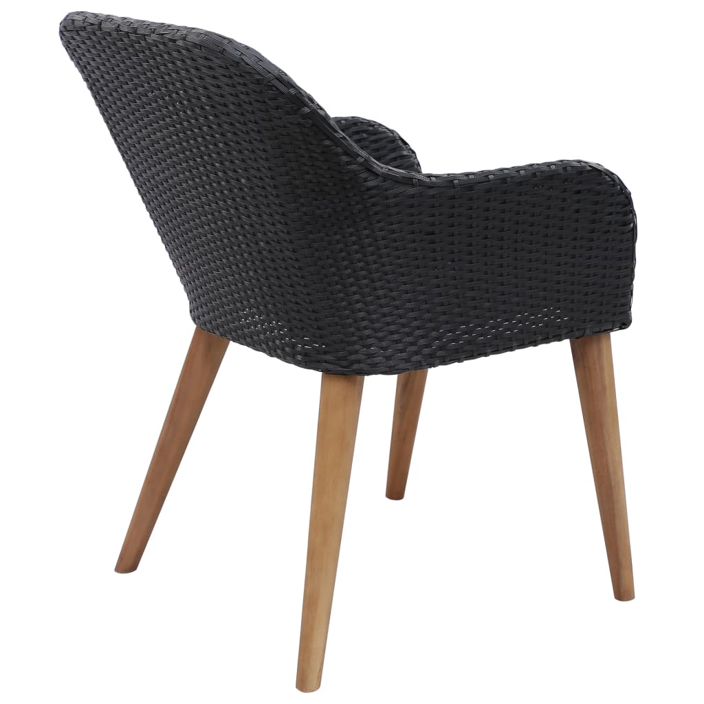 vidaXL Scaune de exterior cu perne, 2 buc., negru, poliratan vidaXL Scaune de exterior cu perne, 2 buc., negru, poliratan