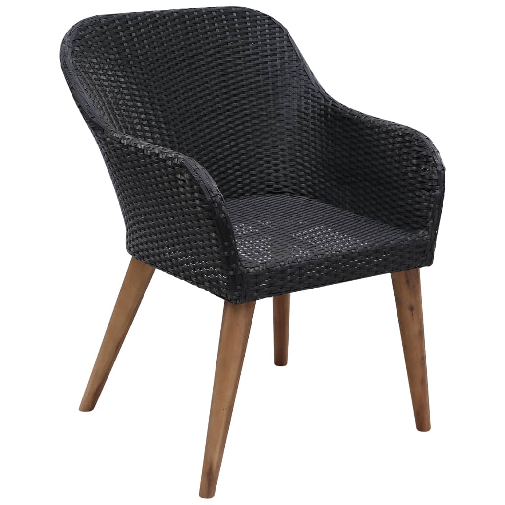 vidaXL Scaune de exterior cu perne, 2 buc., negru, poliratan vidaXL Scaune de exterior cu perne, 2 buc., negru, poliratan