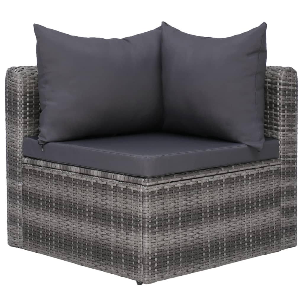 vidaXL Set mobilier de grădină cu perne, 8 piese, gri, poliratan vidaXL Set mobilier de grădină cu perne, 8 piese, gri, poliratan