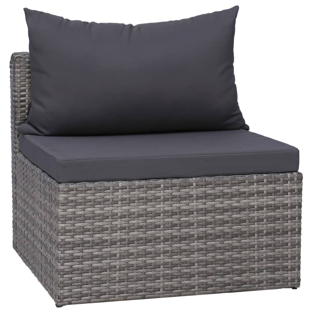 vidaXL Set mobilier de grădină cu perne, 8 piese, gri, poliratan vidaXL Set mobilier de grădină cu perne, 8 piese, gri, poliratan