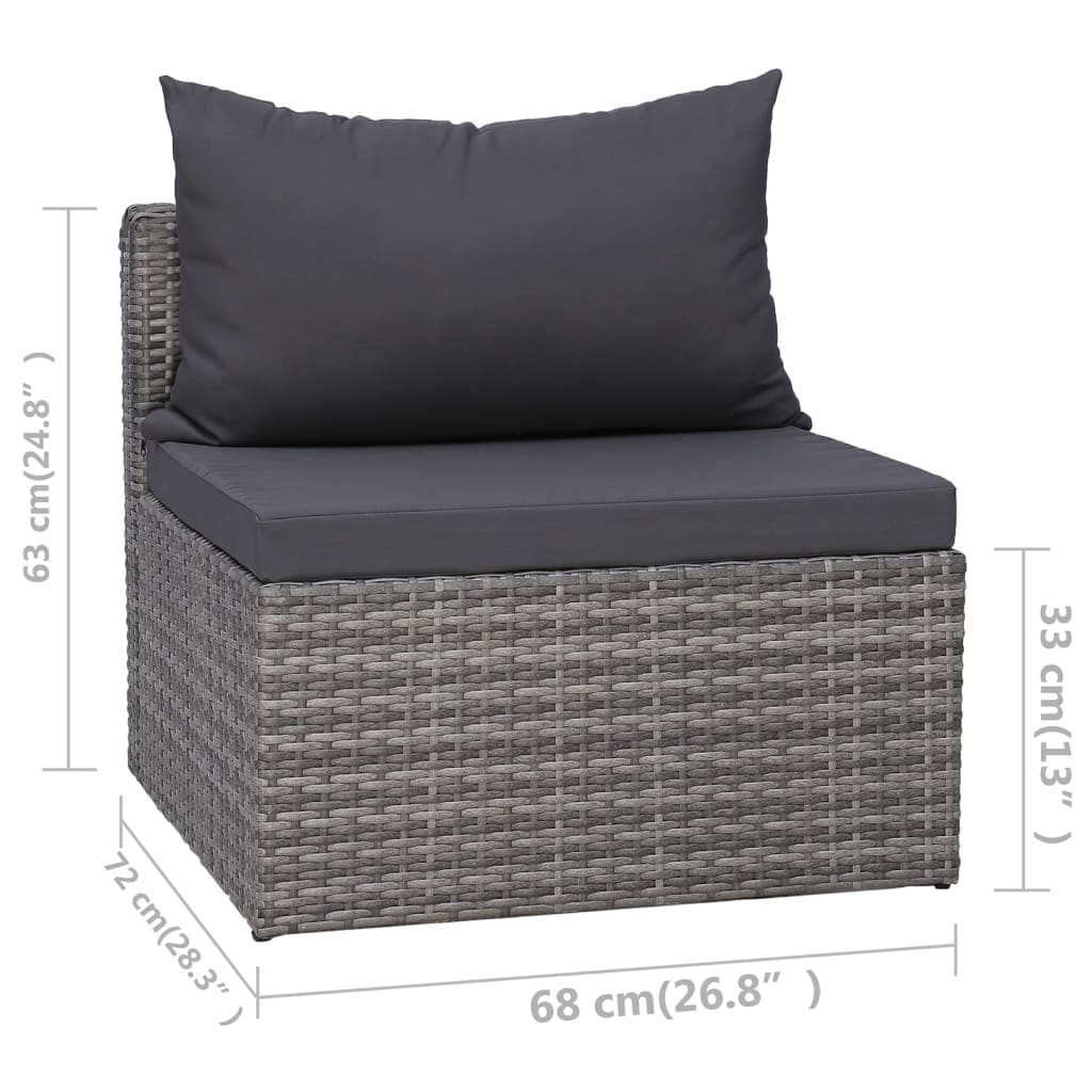 vidaXL Set canapea de grădină cu perne, 3 piese, gri, poliratan vidaXL Set canapea de grădină cu perne, 3 piese, gri, poliratan