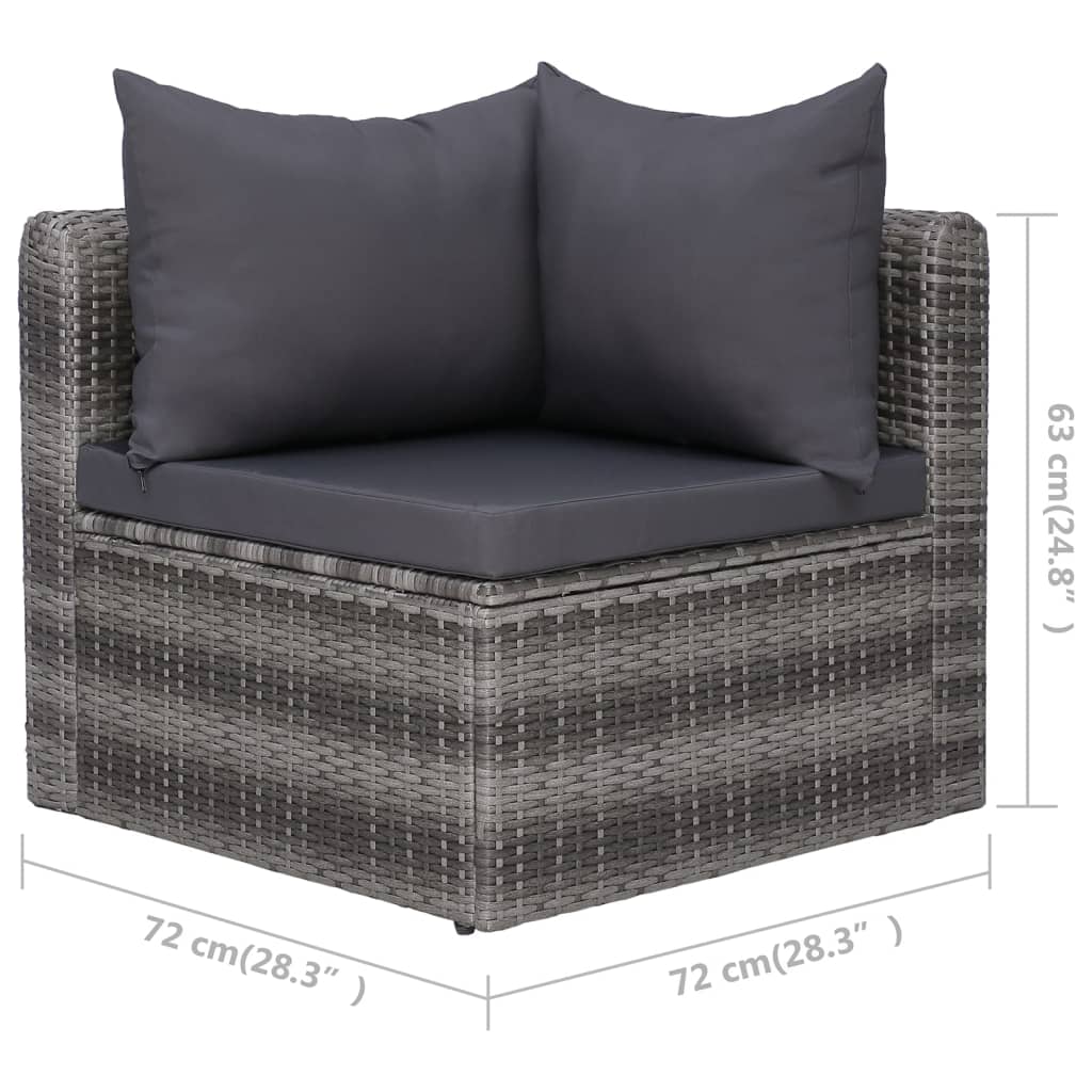 vidaXL Set canapea de grădină cu perne, 3 piese, gri, poliratan vidaXL Set canapea de grădină cu perne, 3 piese, gri, poliratan