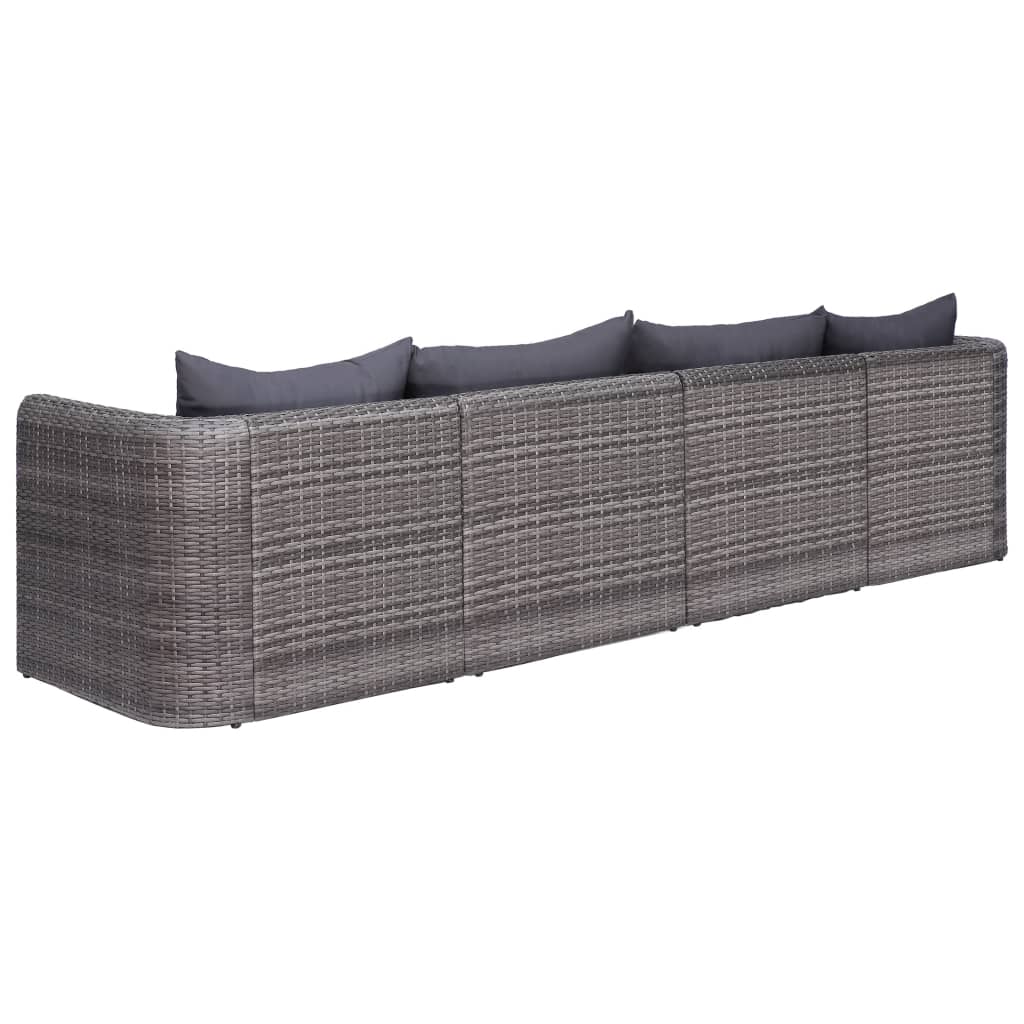 vidaXL Set canapea de grădină cu perne, 4 piese, gri, poliratan vidaXL Set canapea de grădină cu perne, 4 piese, gri, poliratan