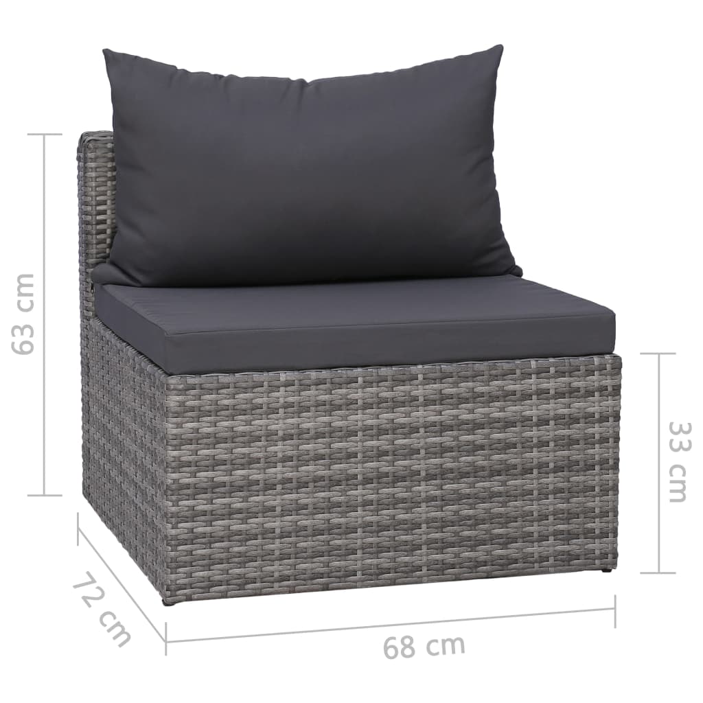 vidaXL Set canapea de grădină cu perne, 4 piese, gri, poliratan vidaXL Set canapea de grădină cu perne, 4 piese, gri, poliratan