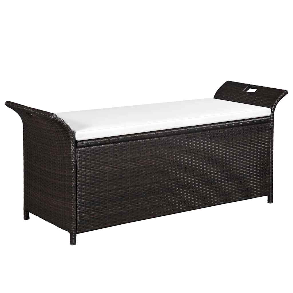 vidaXL Bancă de depozitare cu pernă, maro, 138 cm, poliratan vidaXL Bancă de depozitare cu pernă, maro, 138 cm, poliratan