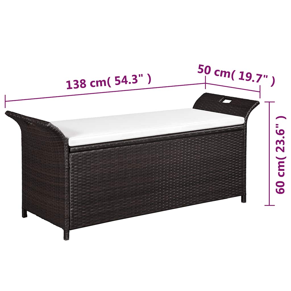 vidaXL Bancă de depozitare cu pernă, maro, 138 cm, poliratan vidaXL Bancă de depozitare cu pernă, maro, 138 cm, poliratan