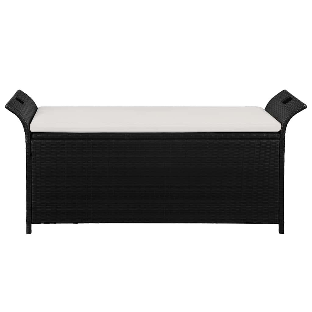 vidaXL Bancă de depozitare cu pernă, negru, 138 cm, poliratan vidaXL Bancă de depozitare cu pernă, negru, 138 cm, poliratan