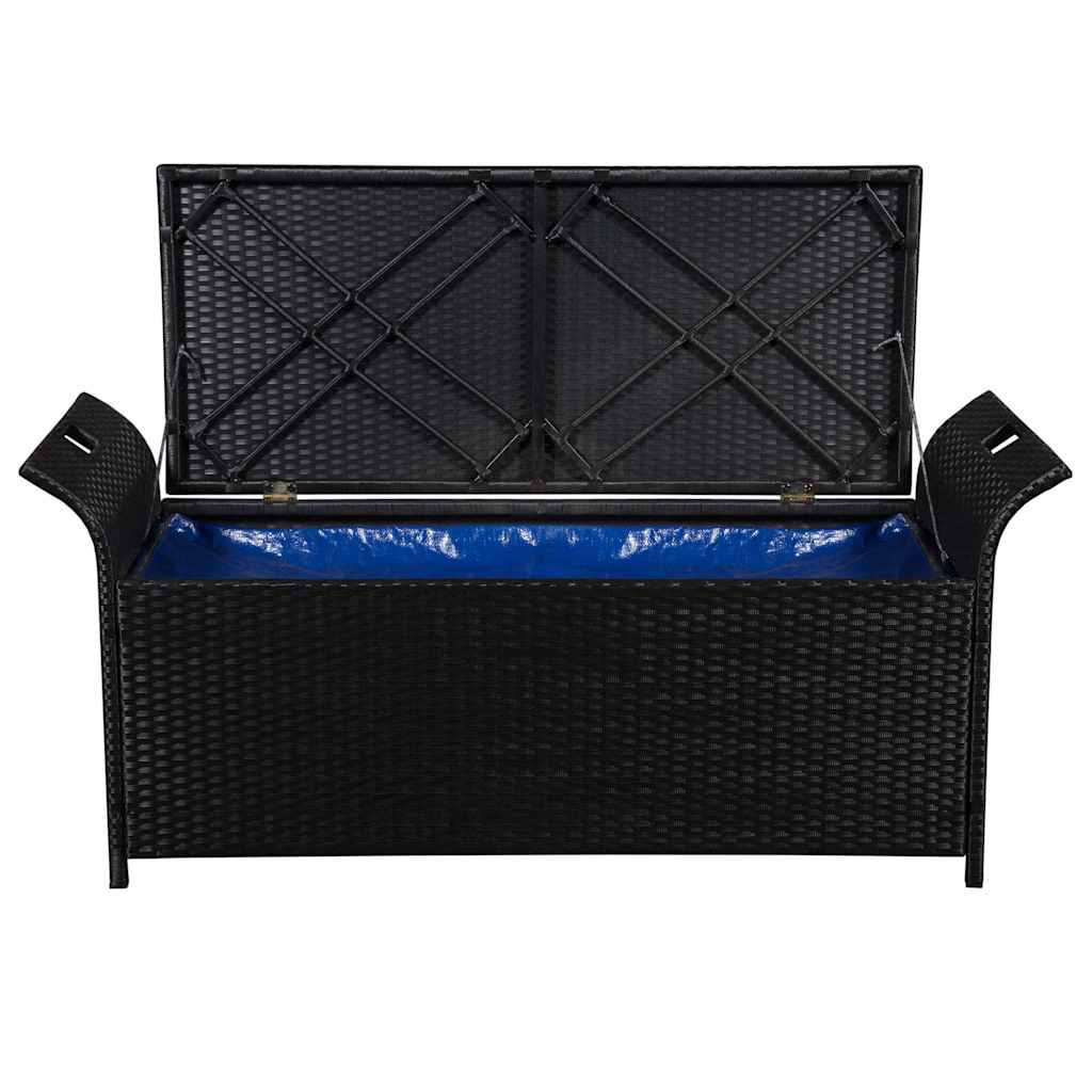 vidaXL Bancă de depozitare cu pernă, negru, 138 cm, poliratan vidaXL Bancă de depozitare cu pernă, negru, 138 cm, poliratan