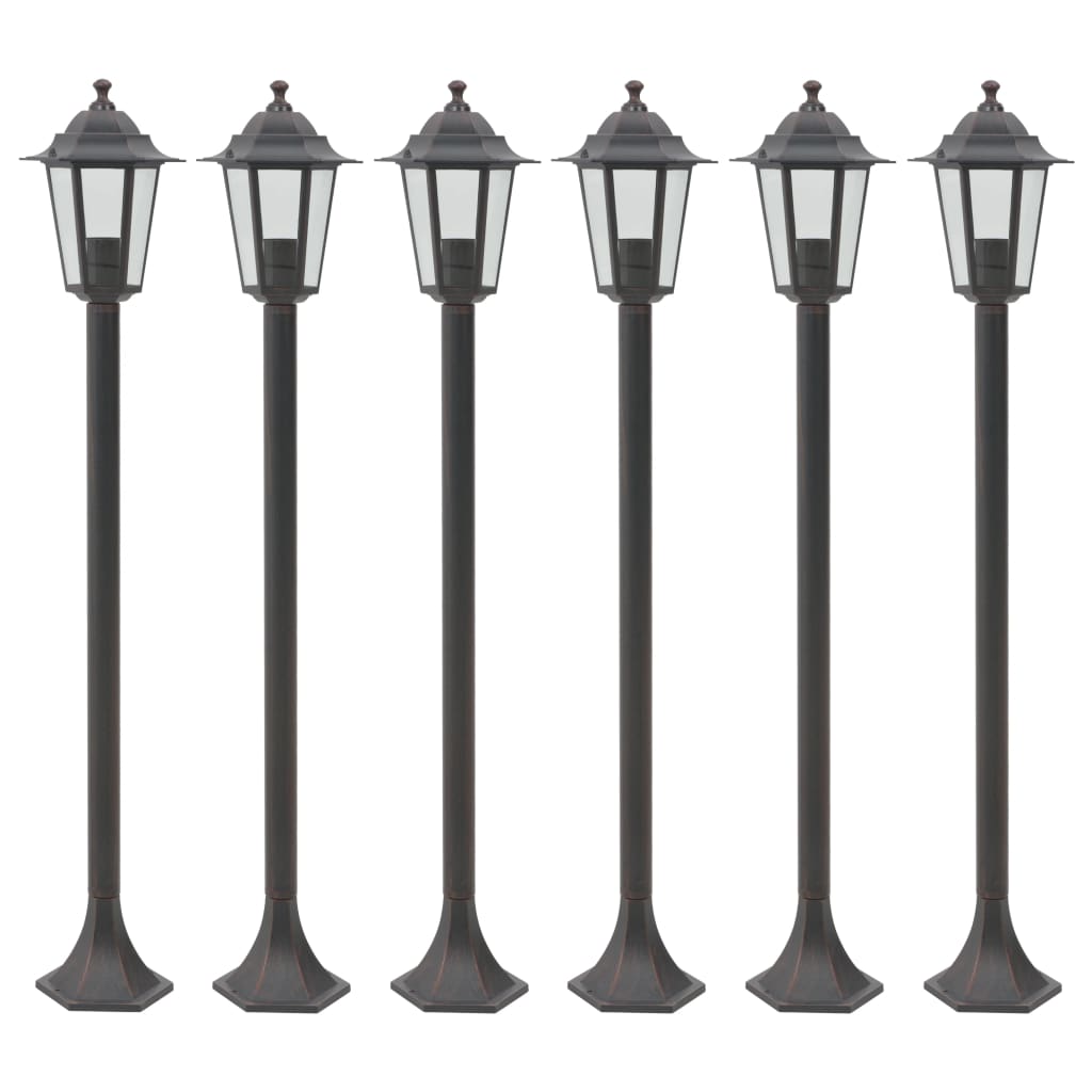 vidaXL Stâlp iluminare grădină, 6 buc., bronz, 110 cm, aluminiu, E27 vidaXL Stâlp iluminare grădină, 6 buc., bronz, 110 cm, aluminiu, E27