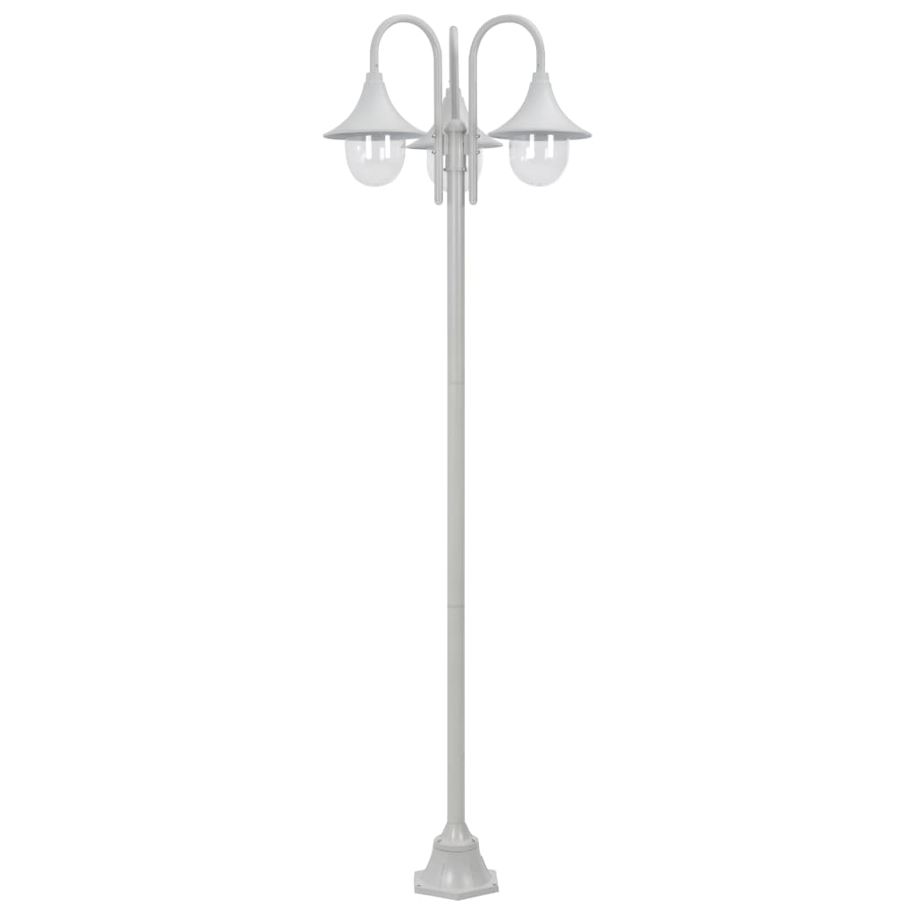 vidaXL Stâlp iluminare grădină, E27, 220 cm, aluminiu, 3 lămpi, alb vidaXL Stâlp iluminare grădină, E27, 220 cm, aluminiu, 3 lămpi, alb