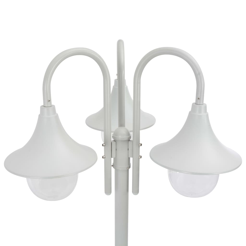vidaXL Stâlp iluminare grădină, E27, 220 cm, aluminiu, 3 lămpi, alb vidaXL Stâlp iluminare grădină, E27, 220 cm, aluminiu, 3 lămpi, alb