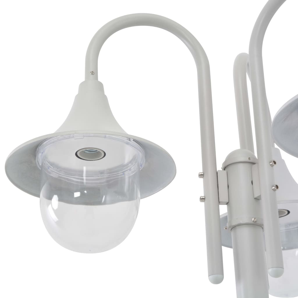 vidaXL Stâlp iluminare grădină, E27, 220 cm, aluminiu, 3 lămpi, alb vidaXL Stâlp iluminare grădină, E27, 220 cm, aluminiu, 3 lămpi, alb