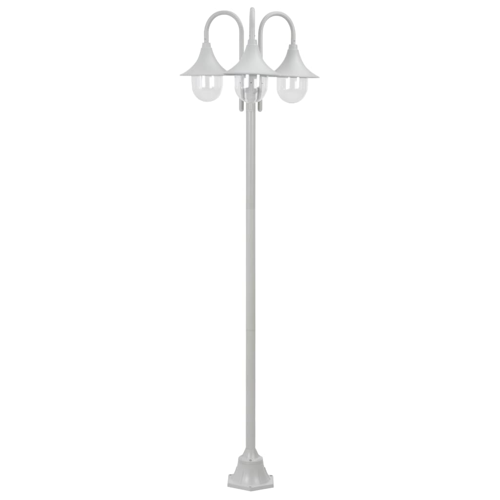 vidaXL Stâlp iluminare grădină, E27, 220 cm, aluminiu, 3 lămpi, alb vidaXL Stâlp iluminare grădină, E27, 220 cm, aluminiu, 3 lămpi, alb