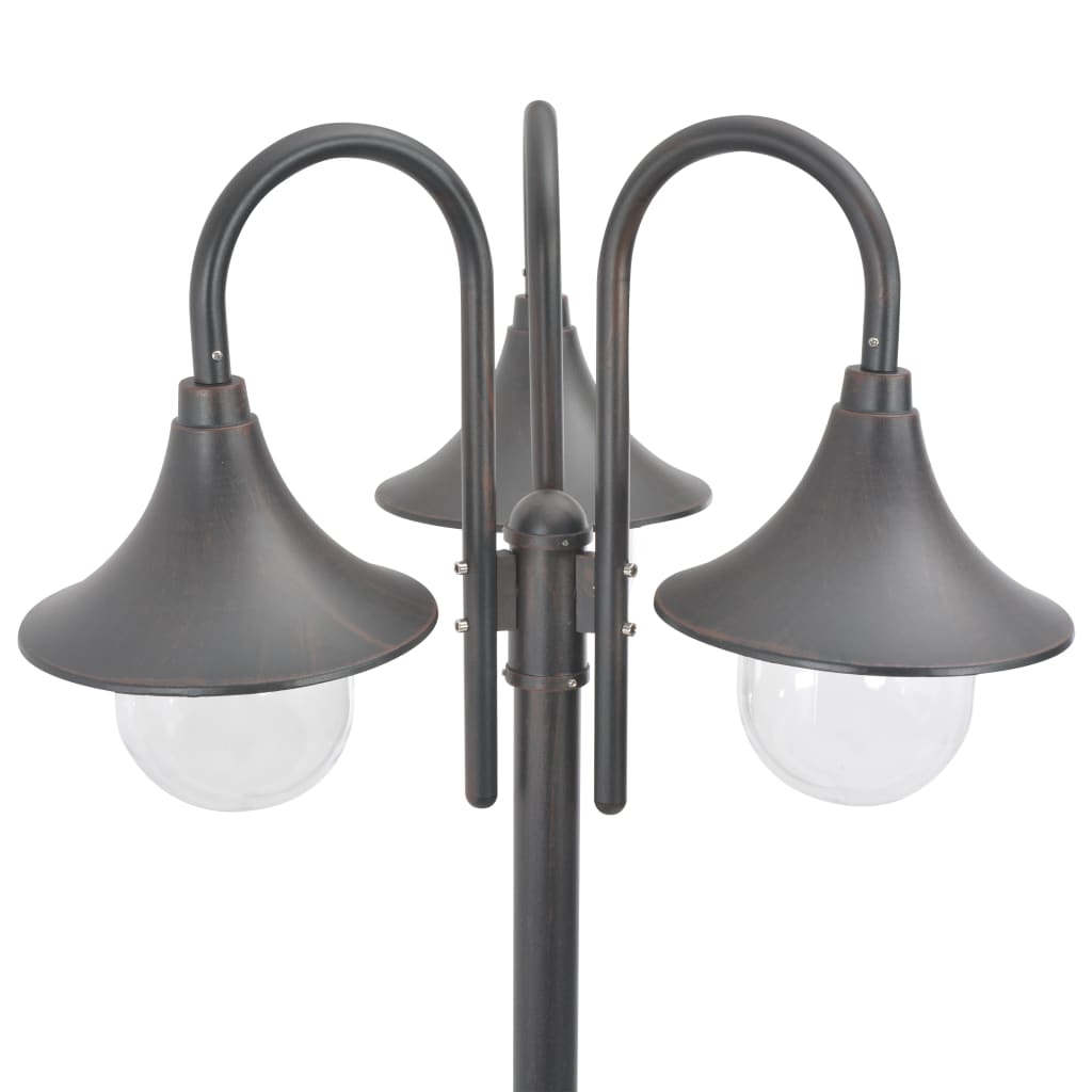 vidaXL Stâlp iluminare grădină, E27, 220 cm, aluminiu, 3 lămpi, bronz vidaXL Stâlp iluminare grădină, E27, 220 cm, aluminiu, 3 lămpi, bronz