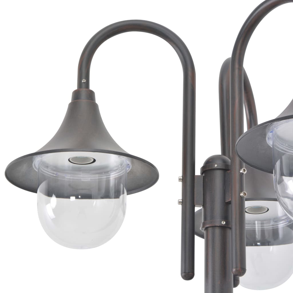 vidaXL Stâlp iluminare grădină, E27, 220 cm, aluminiu, 3 lămpi, bronz vidaXL Stâlp iluminare grădină, E27, 220 cm, aluminiu, 3 lămpi, bronz