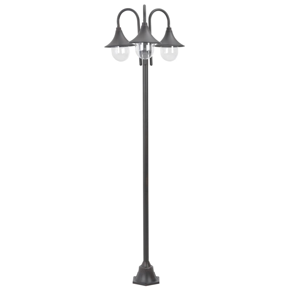 vidaXL Stâlp iluminare grădină, E27, 220 cm, aluminiu, 3 lămpi, bronz vidaXL Stâlp iluminare grădină, E27, 220 cm, aluminiu, 3 lămpi, bronz