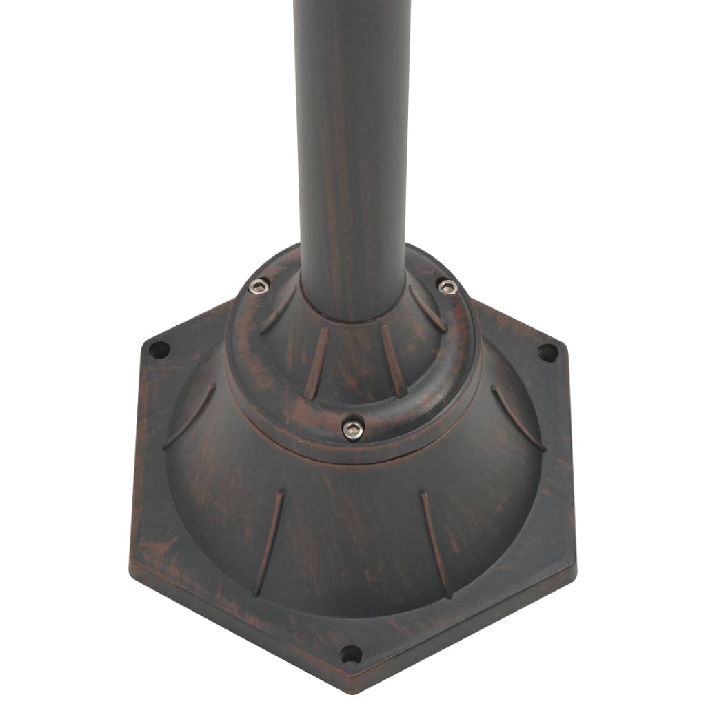 vidaXL Stâlp cu lumini de grădină E27 220 cm, aluminiu 2 lămpi, bronz vidaXL Stâlp cu lumini de grădină E27 220 cm, aluminiu 2 lămpi, bronz