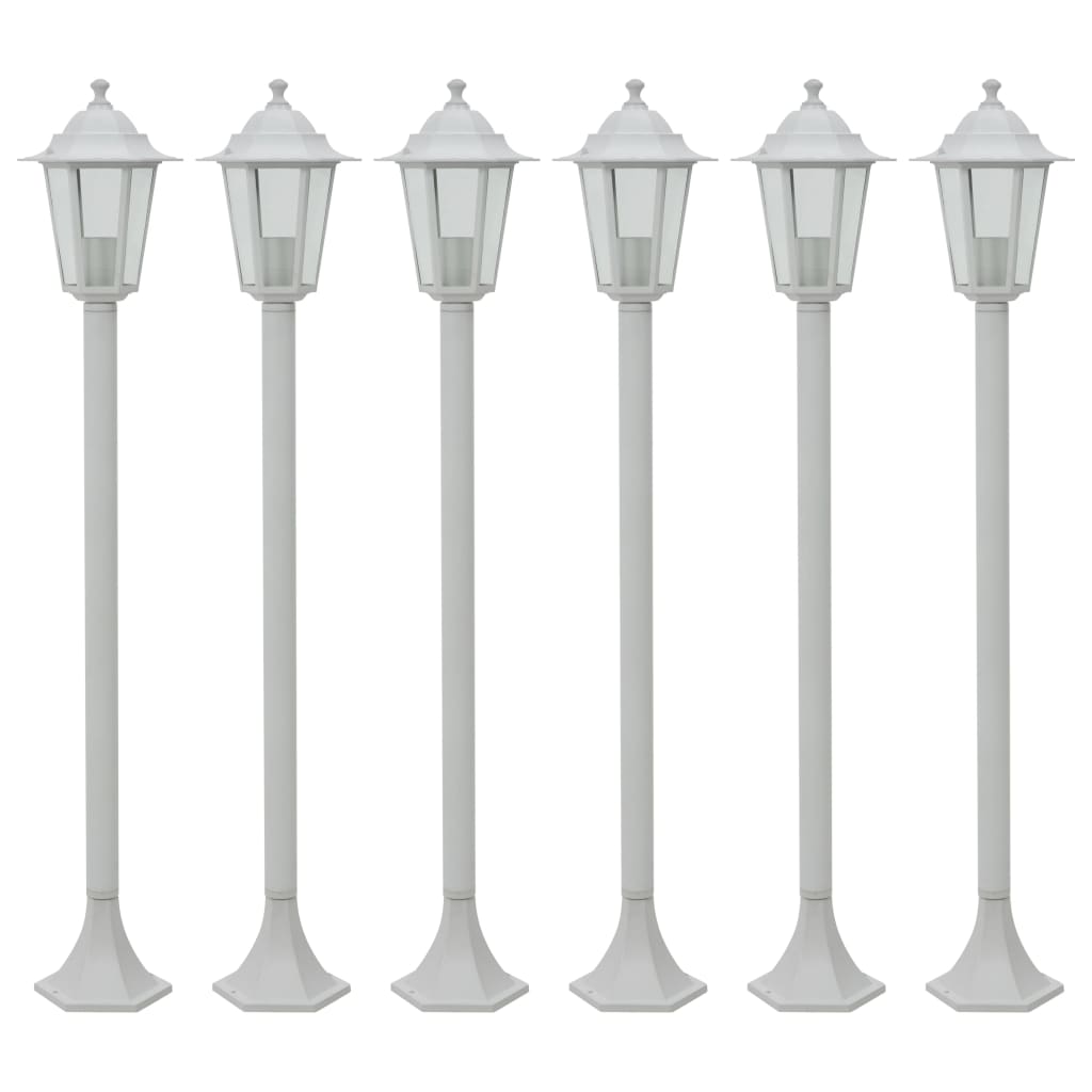 vidaXL Stâlp iluminare grădină, 6 buc., alb, 110 cm, aluminiu, E27 vidaXL Stâlp iluminare grădină, 6 buc., alb, 110 cm, aluminiu, E27