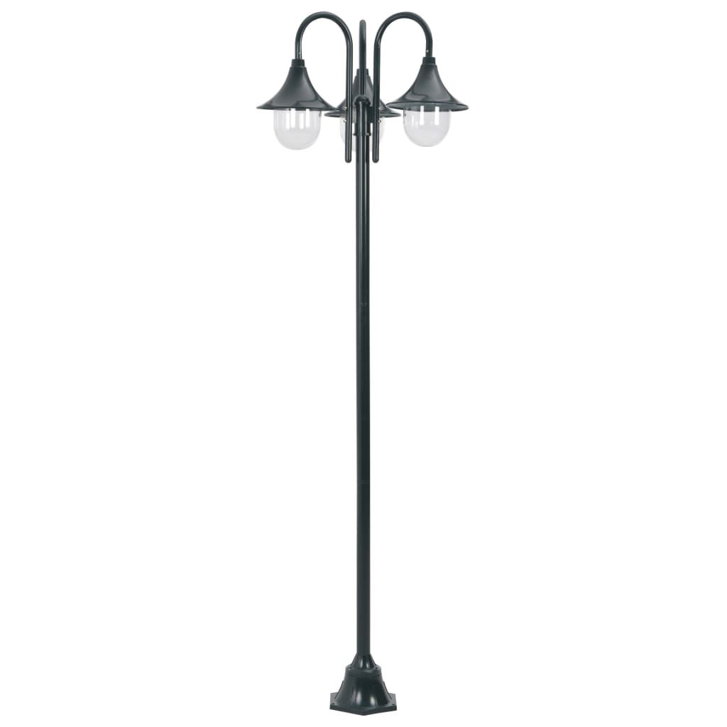 vidaXL Stâlp iluminat grădină E27 220cm aluminiu 3 lămpi verde închis