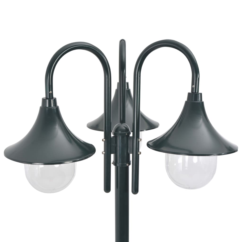 vidaXL Stâlp iluminat grădină E27 220cm aluminiu 3 lămpi verde închis