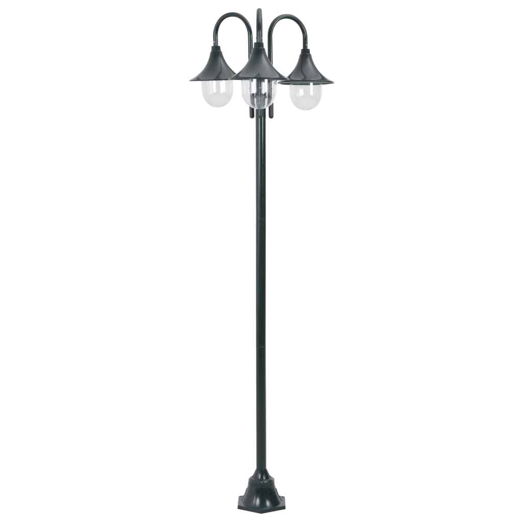 vidaXL Stâlp iluminat grădină E27 220cm aluminiu 3 lămpi verde închis