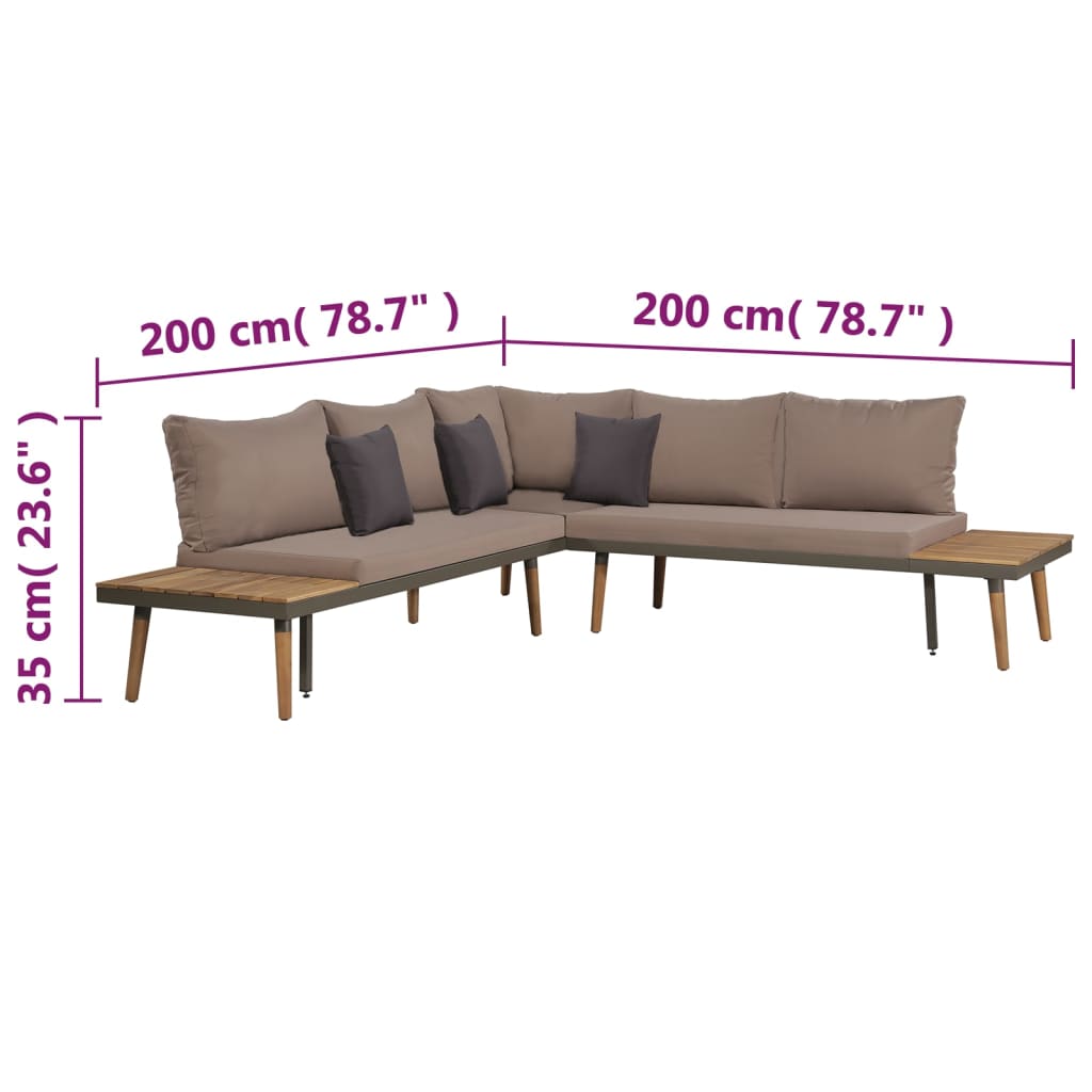 vidaXL Set mobilier grădină cu perne, 4 piese, maro, lemn acacia