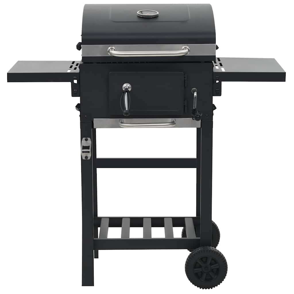 vidaXL Grătar barbecue cu cărbuni, raft inferior, negru vidaXL Grătar barbecue cu cărbuni, raft inferior, negru