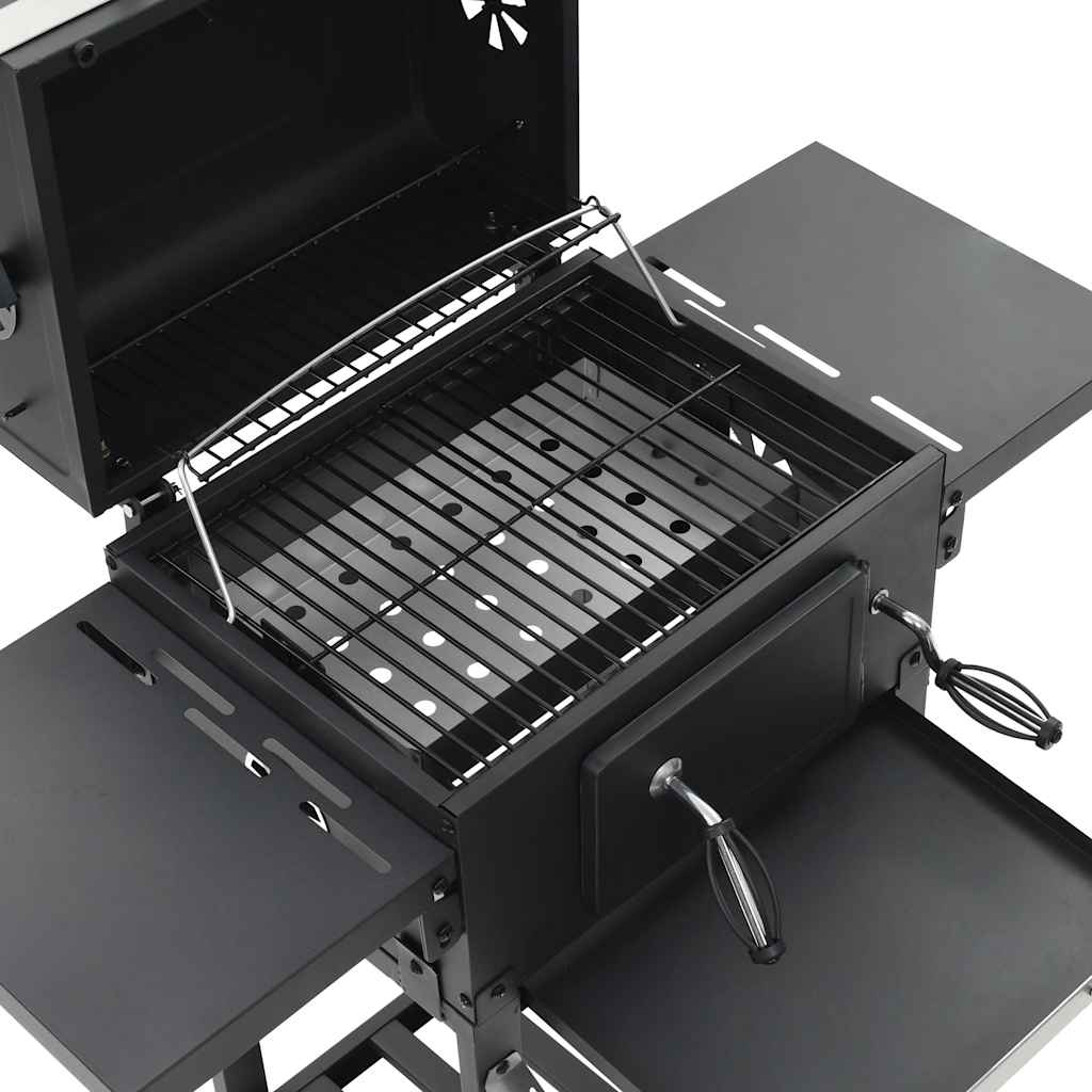 vidaXL Grătar barbecue cu cărbuni, raft inferior, negru vidaXL Grătar barbecue cu cărbuni, raft inferior, negru