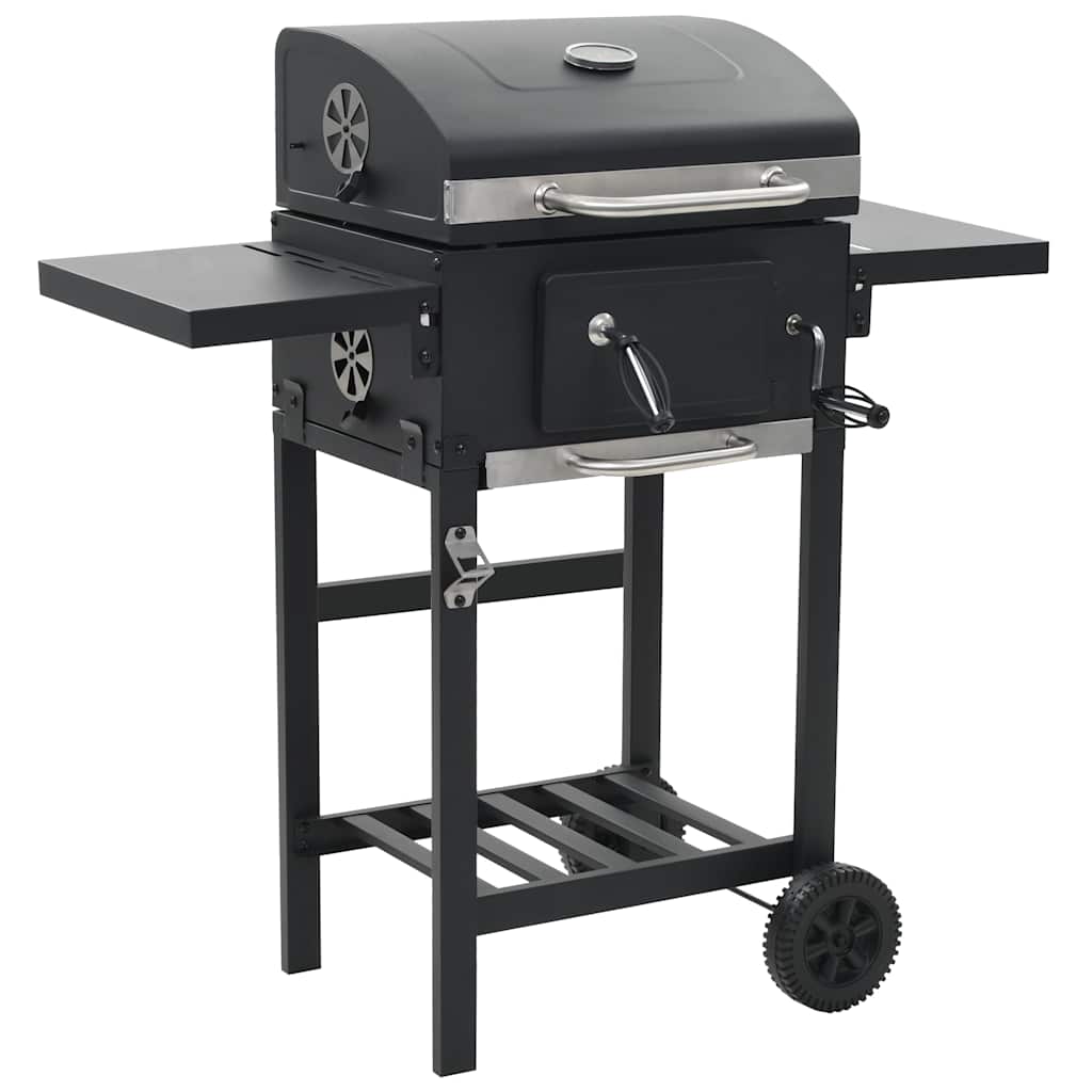 vidaXL Grătar barbecue cu cărbuni, raft inferior, negru vidaXL Grătar barbecue cu cărbuni, raft inferior, negru
