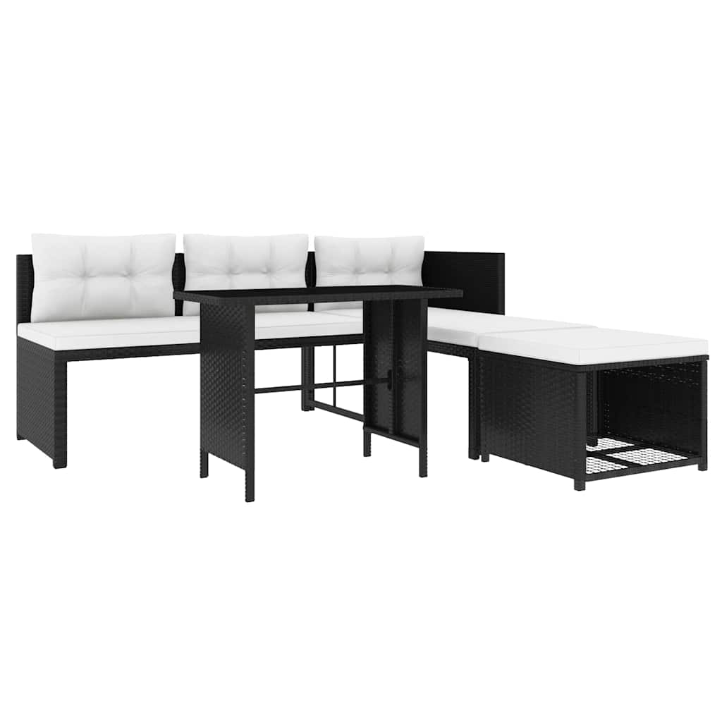vidaXL Set mobilier de grădină, 4 piese, negru, poliratan vidaXL Set mobilier de grădină, 4 piese, negru, poliratan
