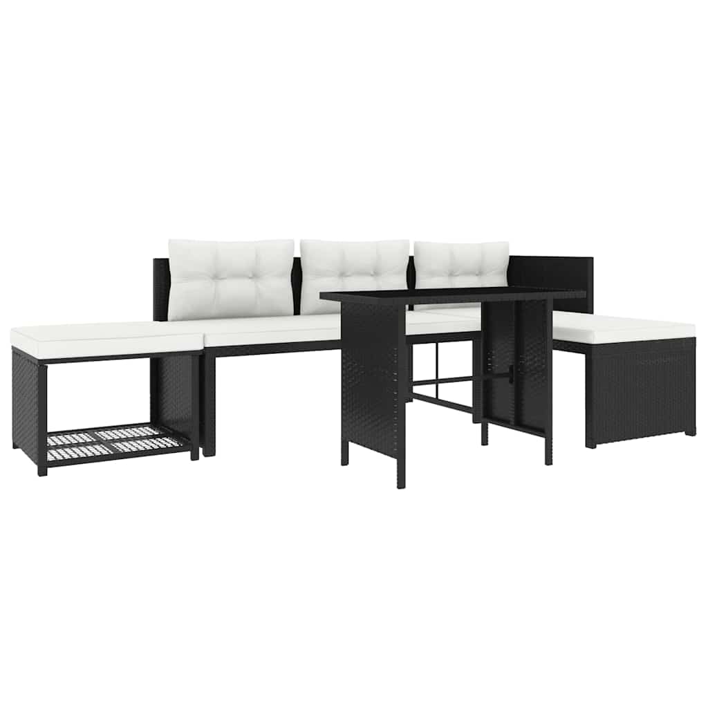 vidaXL Set mobilier de grădină, 4 piese, negru, poliratan vidaXL Set mobilier de grădină, 4 piese, negru, poliratan