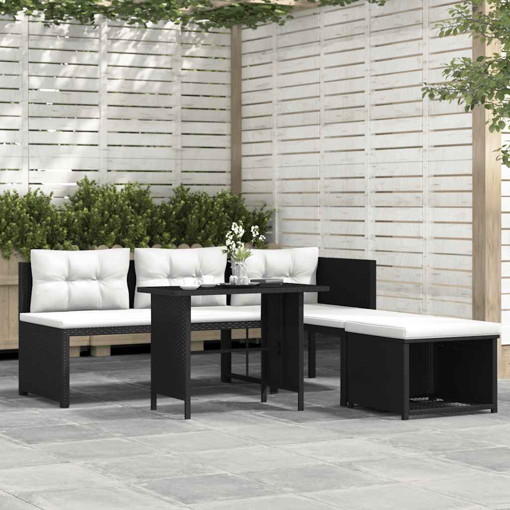 vidaXL Set mobilier de grădină, 4 piese, negru, poliratan vidaXL Set mobilier de grădină, 4 piese, negru, poliratan