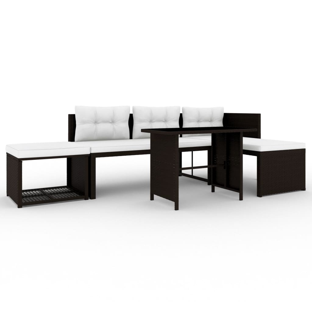 vidaXL Set mobilier de grădină, 4 piese, maro, poliratan vidaXL Set mobilier de grădină, 4 piese, maro, poliratan
