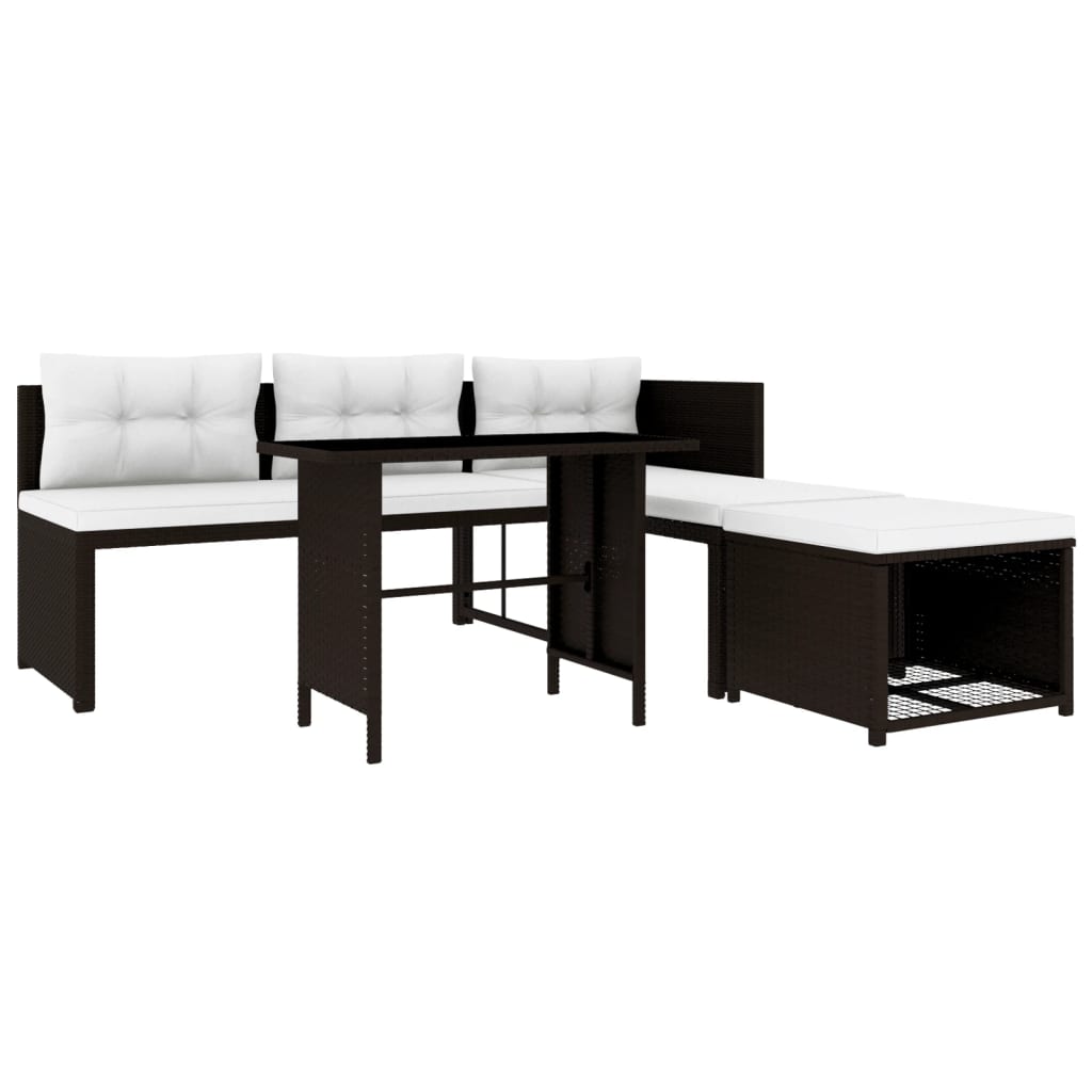 vidaXL Set mobilier de grădină, 4 piese, maro, poliratan vidaXL Set mobilier de grădină, 4 piese, maro, poliratan