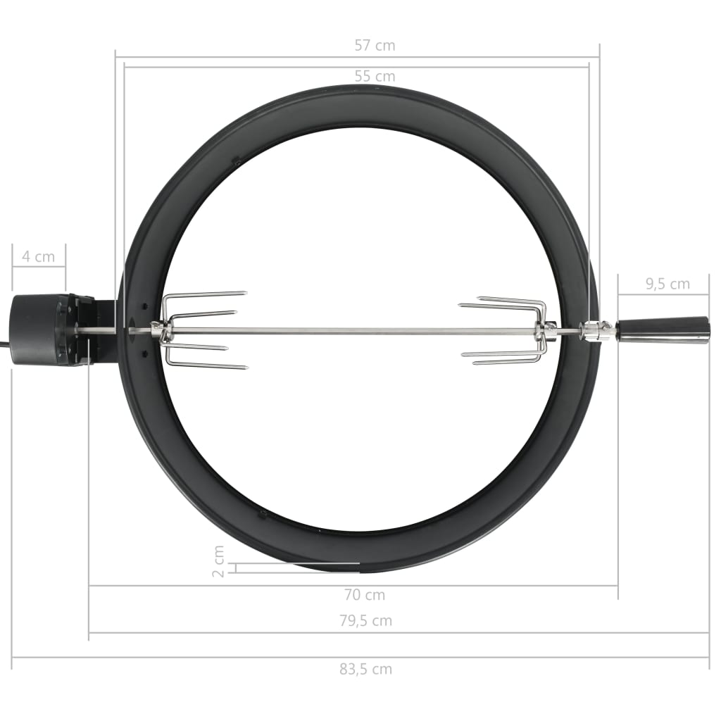 vidaXL Set de rotisor cu inel pentru grătar, negru, 57 cm vidaXL Set de rotisor cu inel pentru grătar, negru, 57 cm
