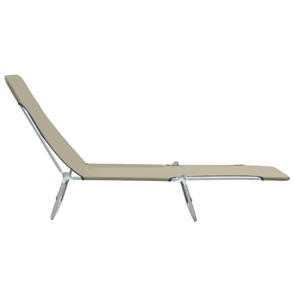 vidaXL Șezlonguri de plajă pliabile, 2 buc., gri taupe, oțel & textil vidaXL Șezlonguri de plajă pliabile, 2 buc., gri taupe, oțel & textil