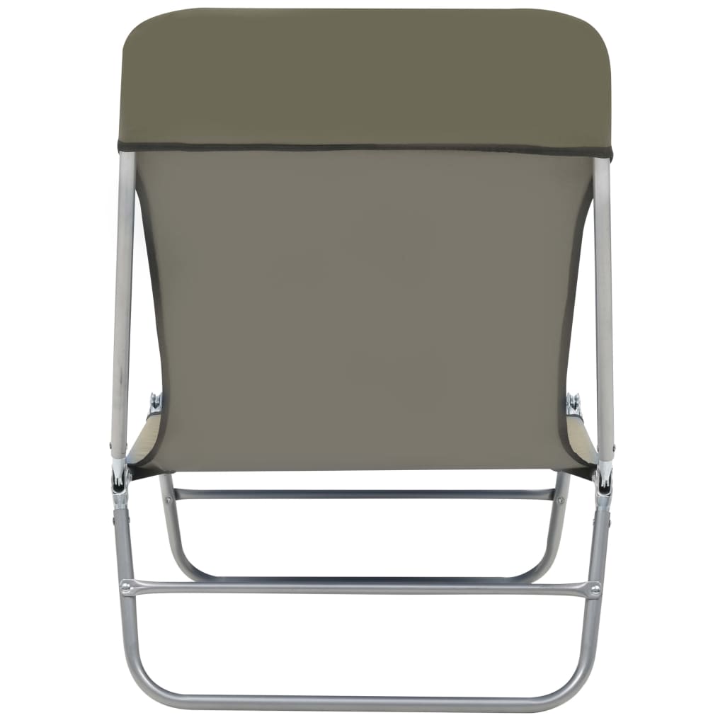 vidaXL Șezlonguri de plajă pliabile, 2 buc., gri taupe, oțel & textil vidaXL Șezlonguri de plajă pliabile, 2 buc., gri taupe, oțel & textil