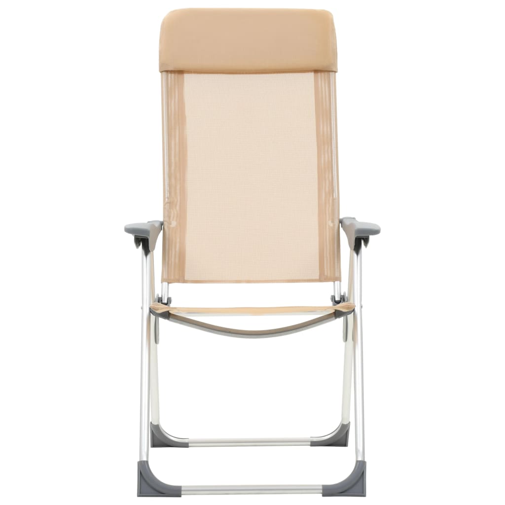 vidaXL Scaune de camping pliante, 2 buc., crem, aluminiu