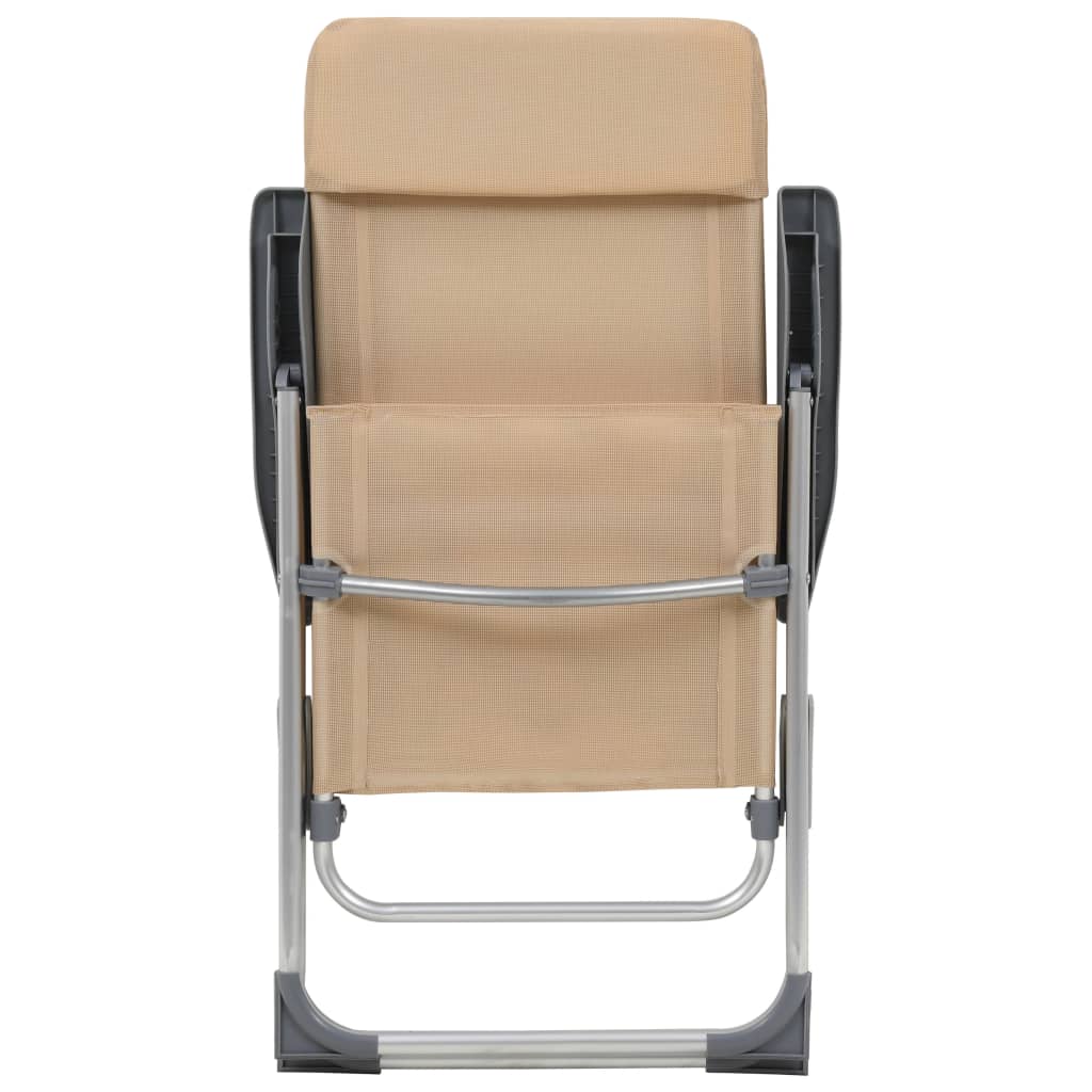 vidaXL Scaune de camping pliante, 2 buc., crem, aluminiu